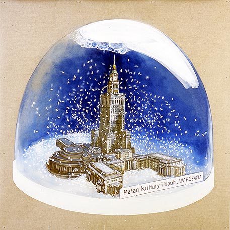 Projet d'une boule de neige souvenir du Palais de la Culture et des Sciences à Varsovie
